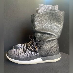 Nike Roshe Two Hi Fly Knit Black White Leather Shoe Boot
